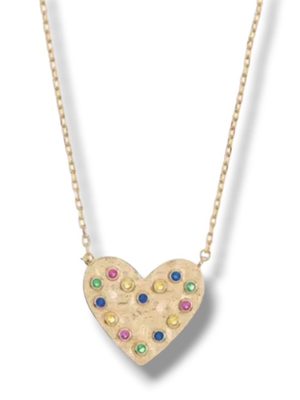 Nordstrom Women’s Scattered CZ Heart Pendant Gold Necklace with Multicolor Gems